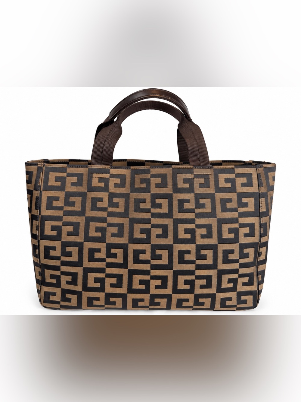 Givenchy Tote Bag Brown & Tan Jacquard Monogram Canvas Vintage Excellent Cond.